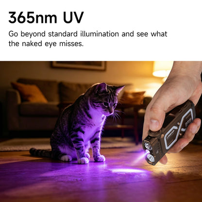 LUMINTOP Pixel Light Flat Rechargeable Flashlight, 1002Lumens, Rotary Dial Control & Smart Display, Spotlight/Floodlight/UV/Green Light/RGB, Dice Mode and Rock-Paper-Scissors, Rainbow/Meteor/Snake