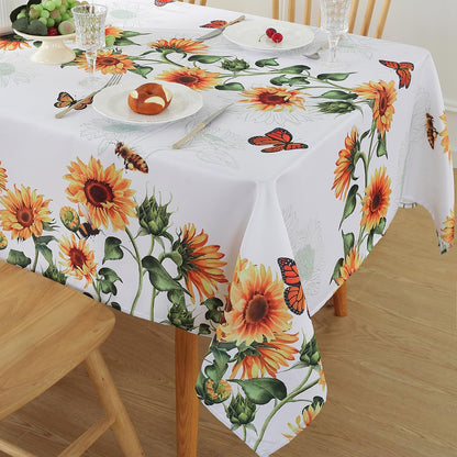 SASTYBALE Sunflower Tablecloth, White, 60x120 Inch Rectangle