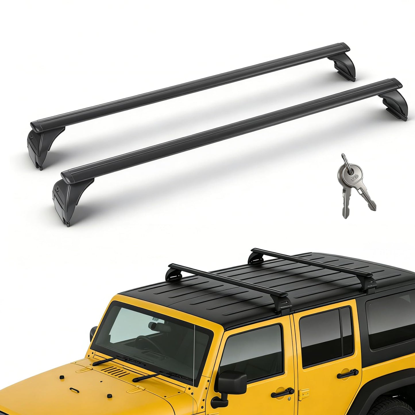 Abliseoum Roof Rack Cross Bars Compatible with Jeep Wrangler JK JL Gladiator JT 2007-2026 with Anti-Theft Metal Lock, 2 & 4 Door Heavy Duty Aluminum Crossbars Rooftop Cargo Kayak Bike Luggage Racks