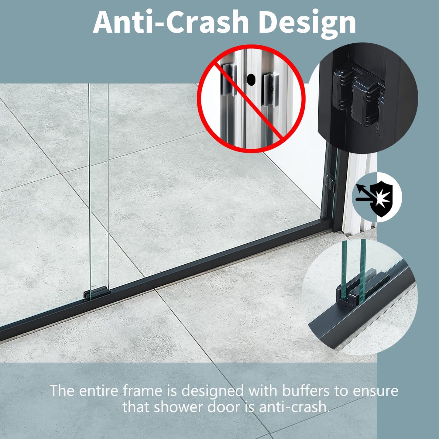 YTTSOYTS 68-72" W x 72" H Double Sliding Shower Door, Shower Glass Door with 5/16" (8mm) Clear SGCC Tempered Glass, Stainless Steel Hardware, Nano Easy-Clean Coating, K01 (72"x72" Matte Black)