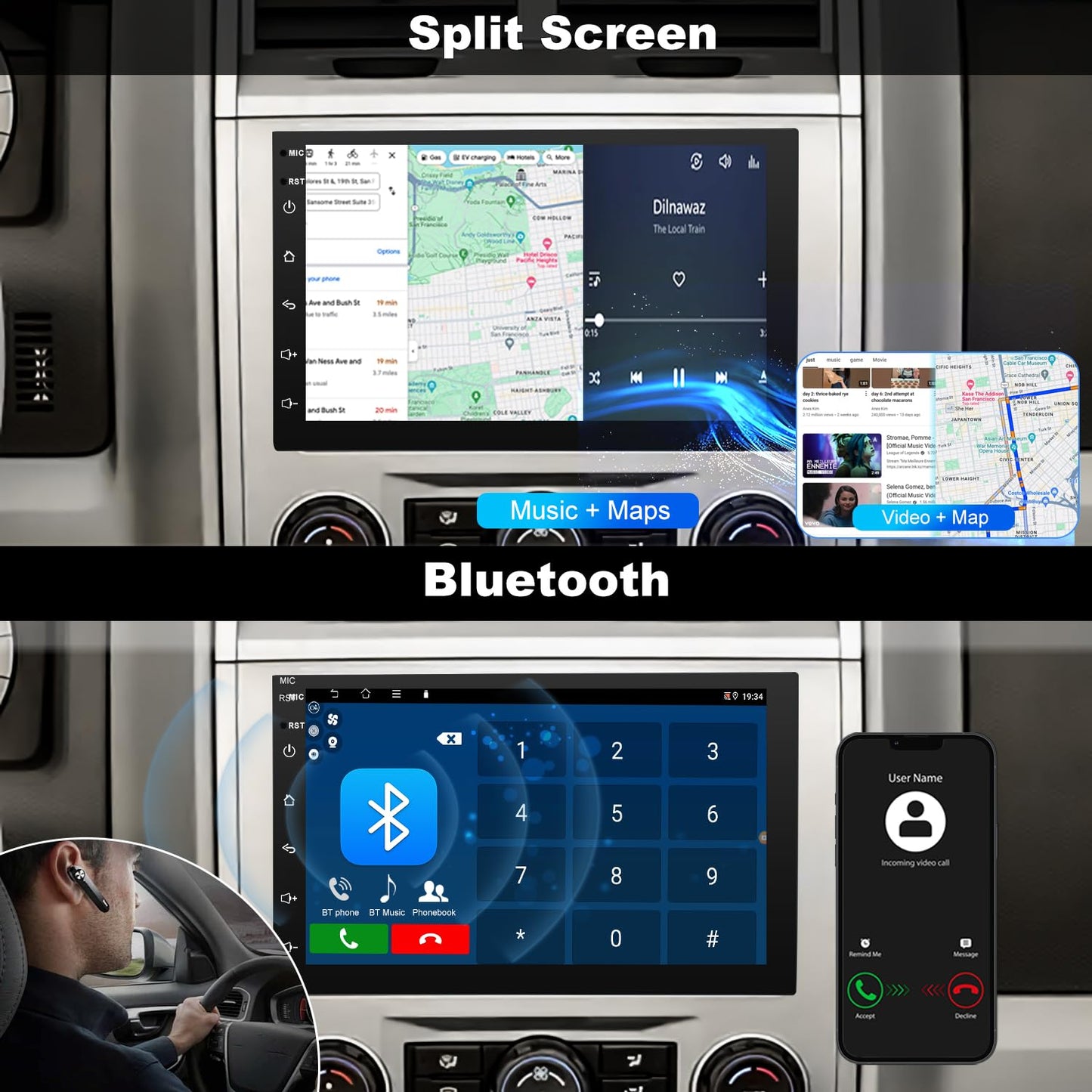 Car Radio for Ford Expedition 2007-2014, Explorer 2006-2010, Fusion 2006-2009, Edge 2007-2010, Taurus 2008-2009, Shelby GT500 2007-2009, Touch Screen Stereo Upgrade Wireless Carplay Android Auto