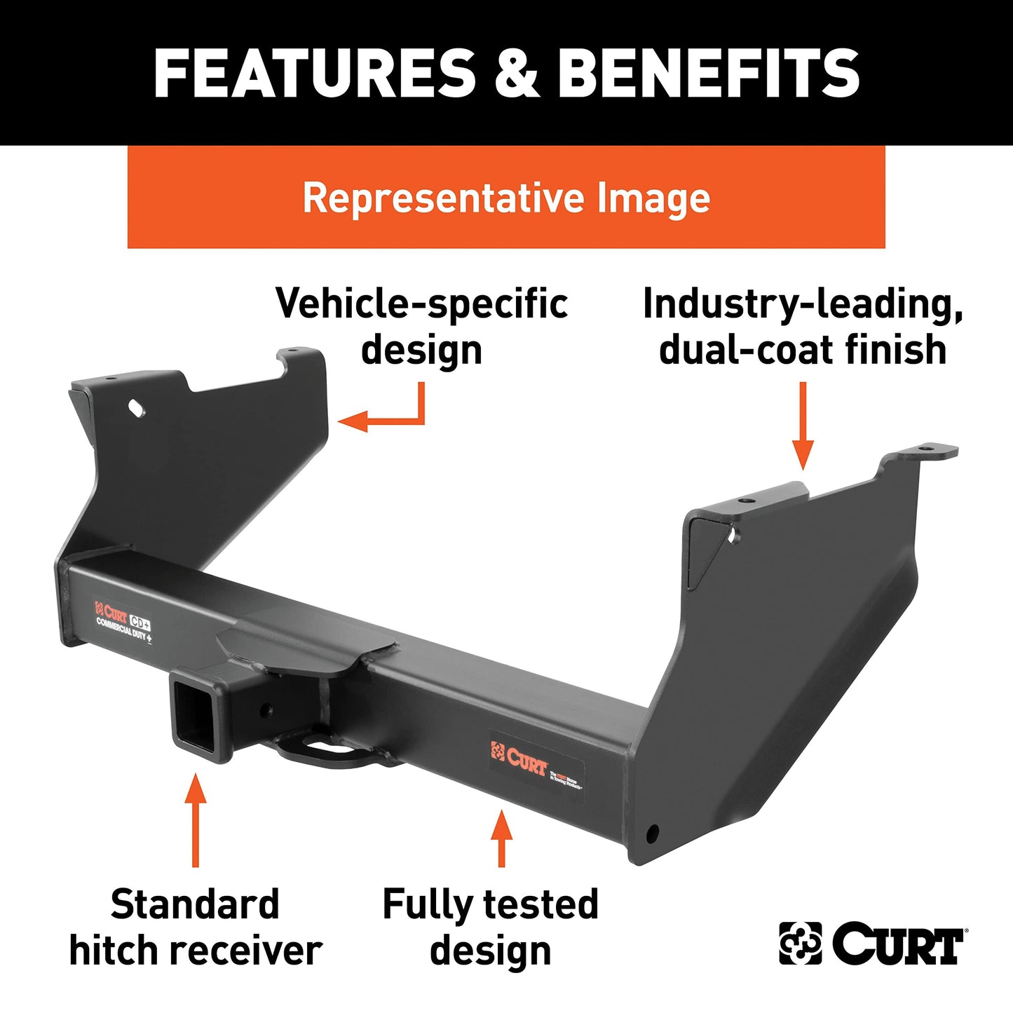 CURT 15810 Commercial Duty Class 5 Trailer Hitch, 2-1/2-Inch Receiver, Compatible with Select Ford F-250, F-350, F-450 Super Duty