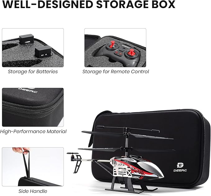 DEERC DE52 Remote Control HelicopterAltitude Hold RC Helicopters with Storage Case Extra Shell2.4GHz Aircraft Indoor Flying Toy with High&ampLow Speed Mode2 Modular Battery for 24 Min Play Boys Gi