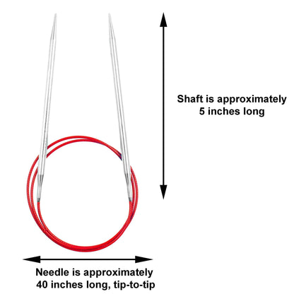 ChiaoGoo Red Lace 40 inch (102cm) Circular Knitting Needles US Size 8 (5mm) Stainless Steel 7040-8 with Stitch Holder