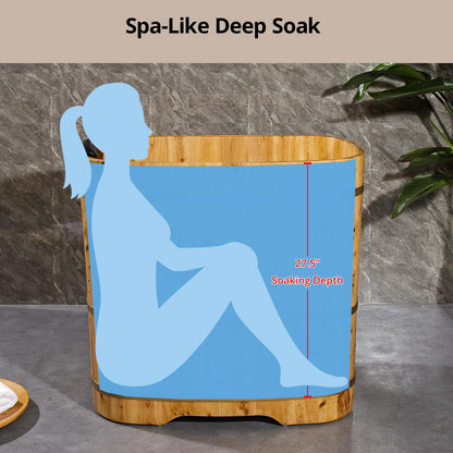 With Lid Japanese Soaking Tub Handcrafted Cedar Freestanding Wooden Bathtub Deep Soaking Tub Small Bathroom Tub Space Saving and Easy to Move STB03901 34” Hot Tub