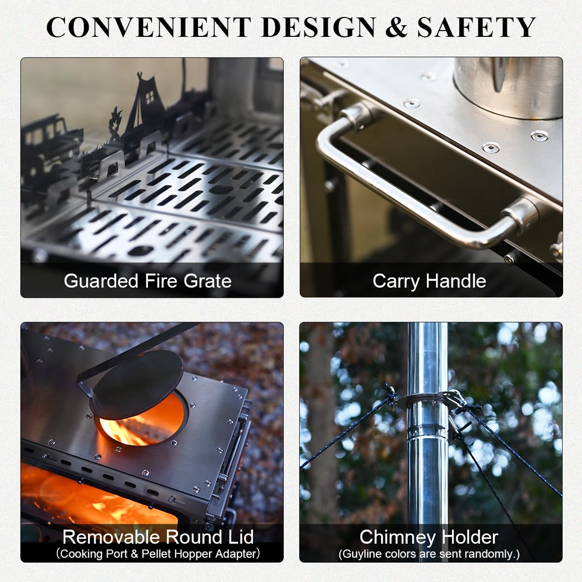 MC TOMOUNT Camping Tent Stove, Ultra-large Capacity Family Wood Burning Stove, Stainless Steel Hot Tent Stove with Stove Frame Base, Portable Wood Stove for 10-30m² Inflatable Tent Bell Canvas Tent