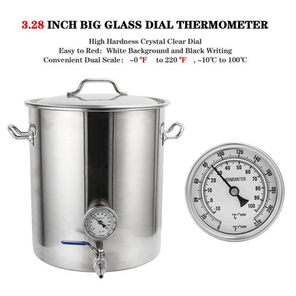 3" Dial 2" Probe FERRODAY 1/2 NPT Stainless Steel Dial Thermometer 1/2 NPT Homebrew Kettle Thermometer Weldless w/O-Rings 0-220ºF Kettle Stainless Steel Brew Pot Thermometer