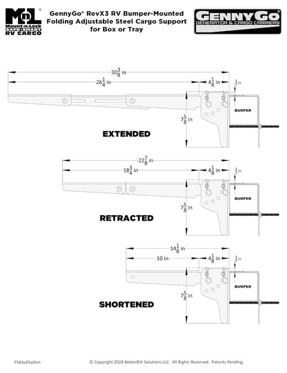 Mount-n-Lock RV Bumper Bundle (2 Items): 1 Set HD SafetyStruts, 1 Pair GennyGo Folding Arms (1SNUHD, 2FSAS)