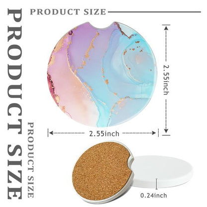 Ceramic Sublimation Blanks Car Coasters for Car Cup with Finger Notch for Easy Removal Ceramic Car Cupholder Auto Cupholder Keep Vehicle from Cold Drink Sweat Stain Spill (48)