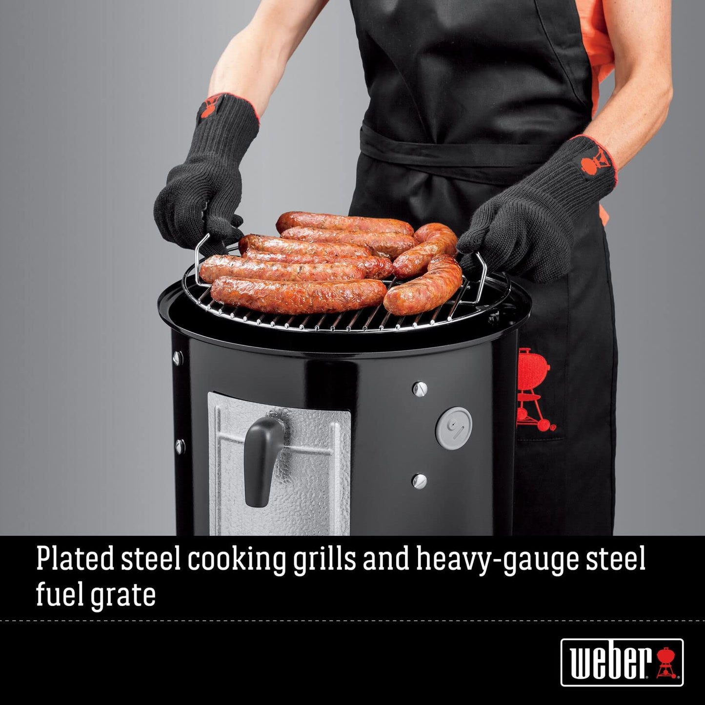 Weber Smokey Mountain Cooker 14-Inch Charcoal Smoker – Outdoor BBQ Smoker with Dual Cooking Grates, Porcelain‑Enameled Kettle & Temperature Control Dampers