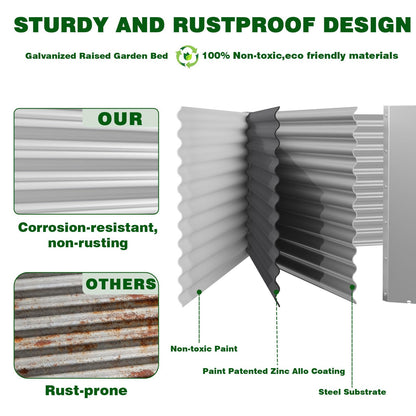 Annzoe 4 Pcs 8 x 4 FT Galvanized Steel Raised Garden Bed for Outdoor Gardening, Durable Metal Planter Box for Vegetables, Herbs, and Flowers, Easy Assembly & Rust Resistant