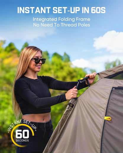 FanttikOutdoor Zeta C4 Camping Tent, 4 Person Instant Dome Tent, Easy Setup in 60s, Portable Waterproof Cabin Tent with Pre-Attached Poles & Air Vent, Ideal for Camping, Hiking, Backyard