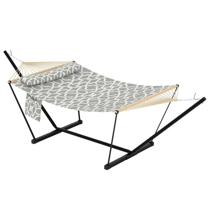 Double Hammock with Stand - Heavy Duty Portable 2 Person Design with Adjustable Steel Stand, Max 450LBS, Ideal for Outdoor Patio, Garden, Beach & Backyard