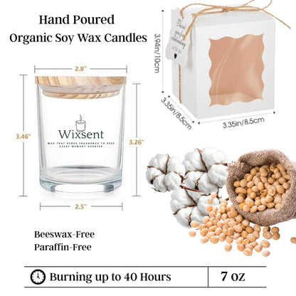 Wixsent Unscented Soy Wax Candle 7oz – Fragrance Free Clean Burn Candle in Clear Glass Jar with Bamboo Lid, Cotton Wick, Minimalist Gift Candle for Home with Gift Box