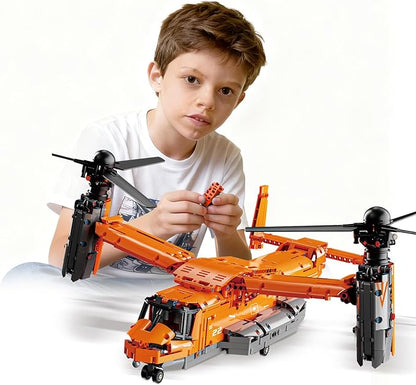 V22 Large Scale Tiltrotor Aircraft Building Set Military Transport Plane Model for Adults &amp Teens- Compatible with Lego Military (460 PCS)