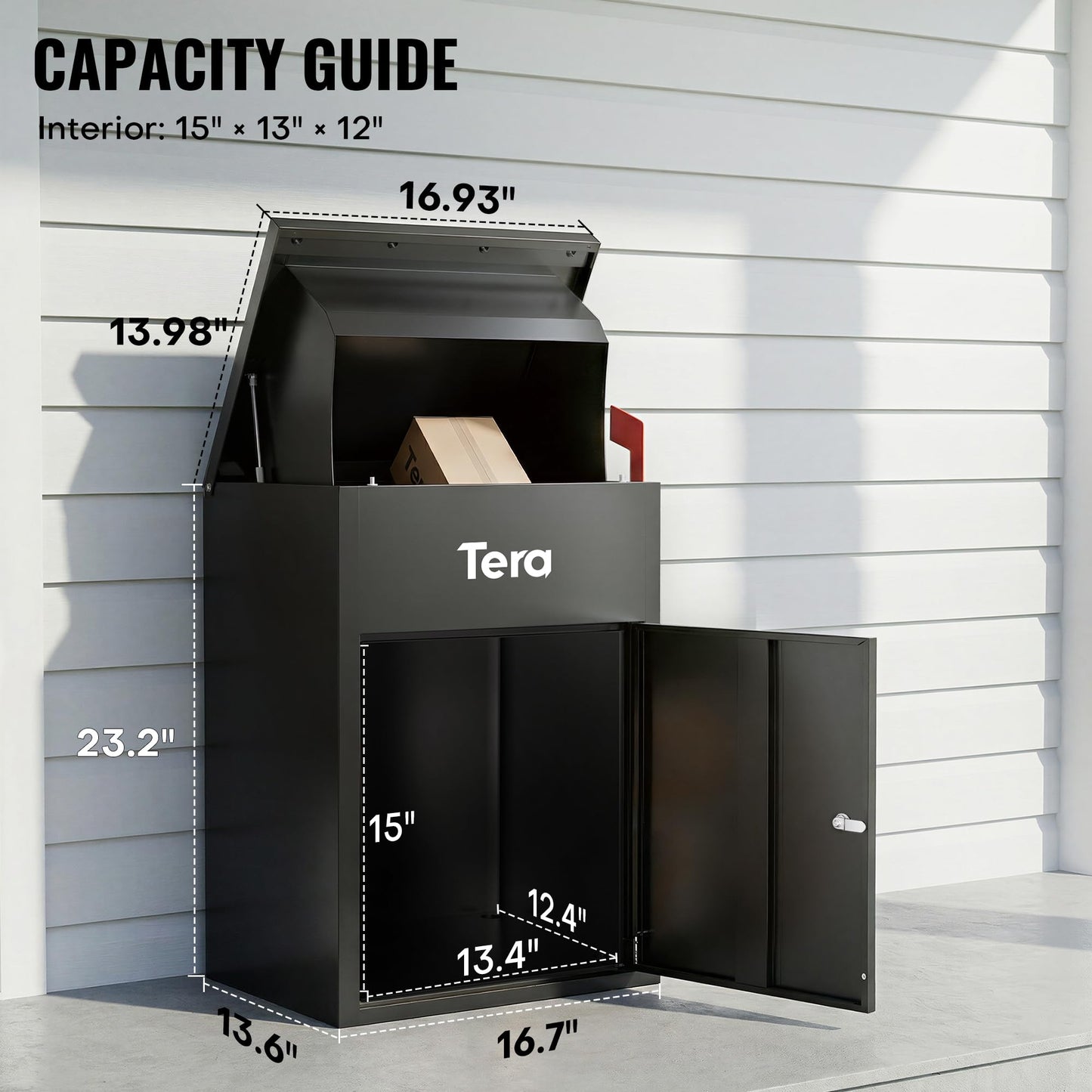Tera Package Delivery Boxes for Outside: No Assembly Needed 23" H Anti-Theft Parcel Drop Box Outdoor with Lock Galvanized Steel Waterproof Package Delivery Box Home Office Yard Porch Curbside PDB585