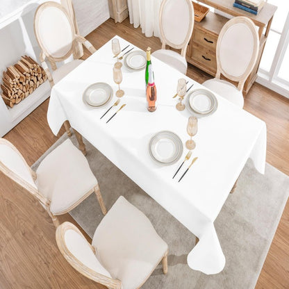 Veblandy 2 Pack Rectangle Tablecloth, 52x70 inch, Water Resistant Wrinkle Free Linen Textured Table Cloth Washable, Decorative Fabric Table Cover for Dining, Party and Camping, White