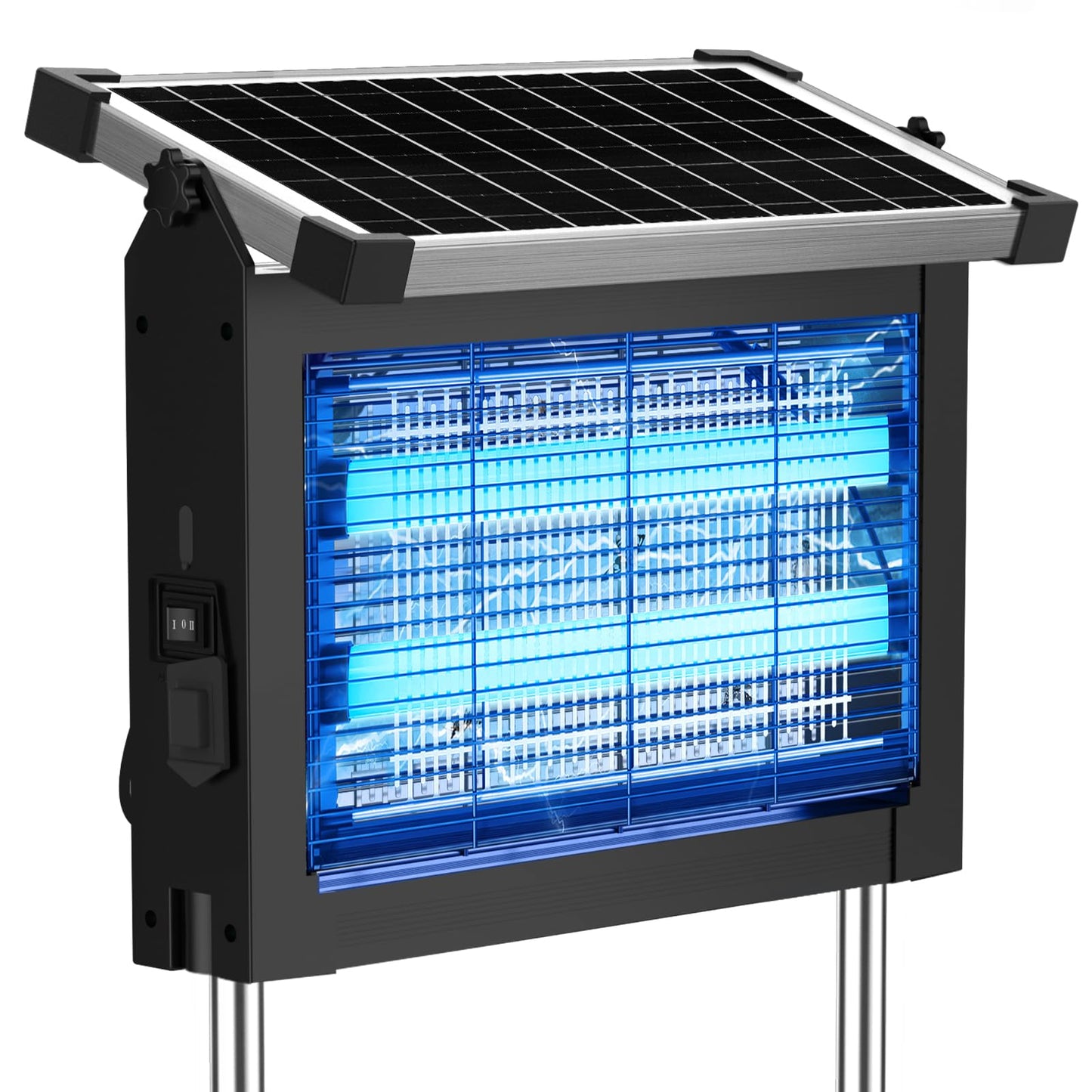 Solar Bug Zapper Outdoor, 4500V Mosquito Zapper Waterproof with Panel Sensor Electric Fly Zapper Rechargeable Mosquito Killer with 10FT Extension Cord, Fly Trap Ideal for Patio, Backyard, Camping