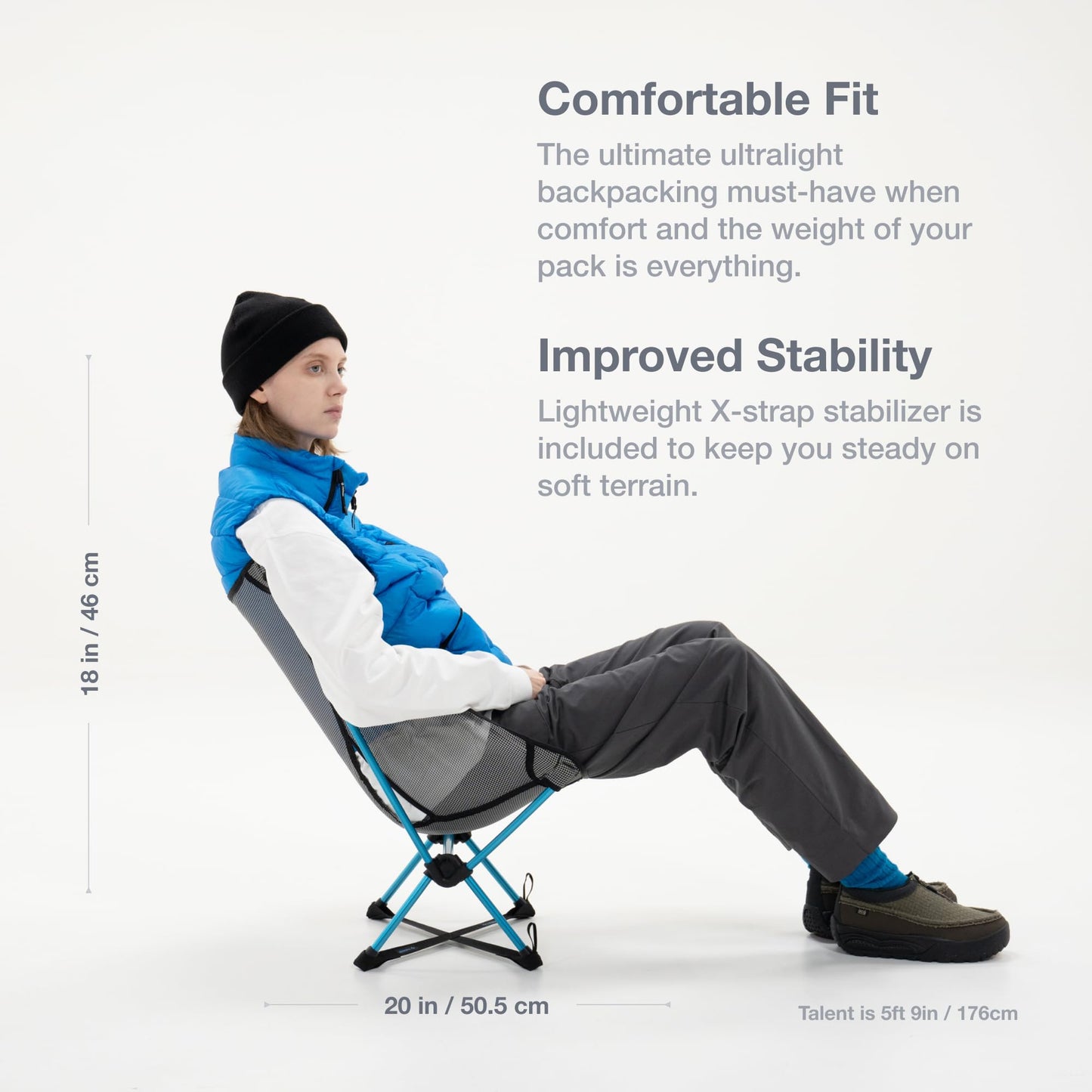 Helinox Chair Zero LT, 1.12 lbs Lightweight Camping Chair, Durable Ripstop, Compact Size, Portable and Packable Seat, Strong and Ultralight Frame, Backpacking Travel Essential, Cyan