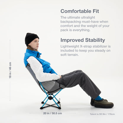Helinox Chair Zero LT, 1.12 lbs Lightweight Camping Chair, Durable Ripstop, Compact Size, Portable and Packable Seat, Strong and Ultralight Frame, Backpacking Travel Essential, Cyan