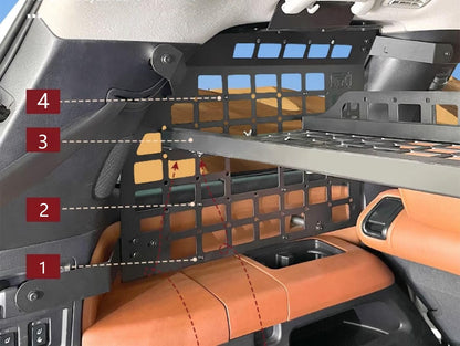 for Toyota Sequoia 2008-2022 Modular Storage Panel Shelf Rear Trunk Luggage Molle Panel Luggage Carrier Trunk Organizer Aluminum Alloy (Whole Kit)