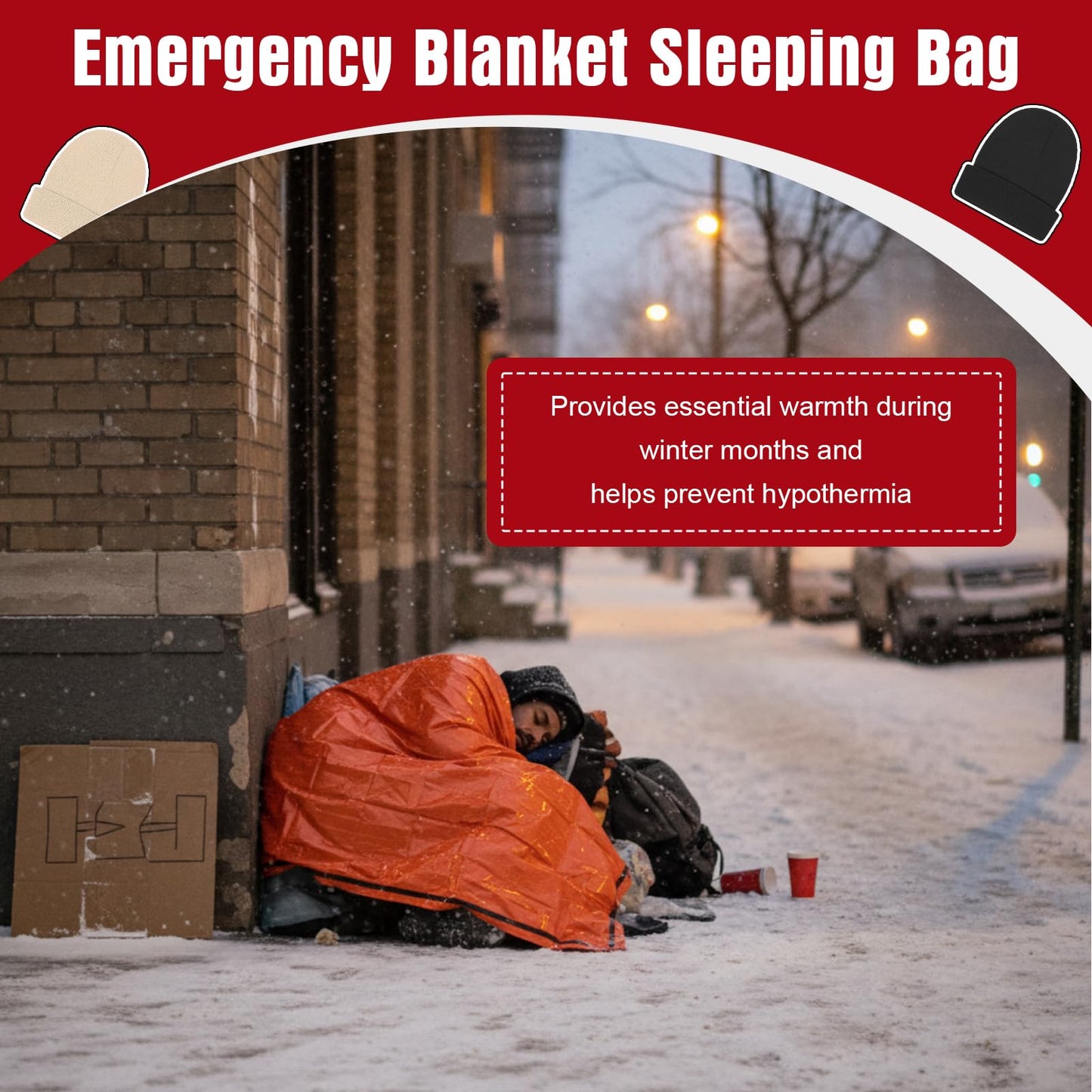 Chicingyou 120 Pcs Homeless Care Package Supplies Bulk Winter Emergency Thermal Blankets Warmer Beanie Socks Touchscreen Gloves for Men Women Cold Weather Outdoor Survival Kits(Multicolor)