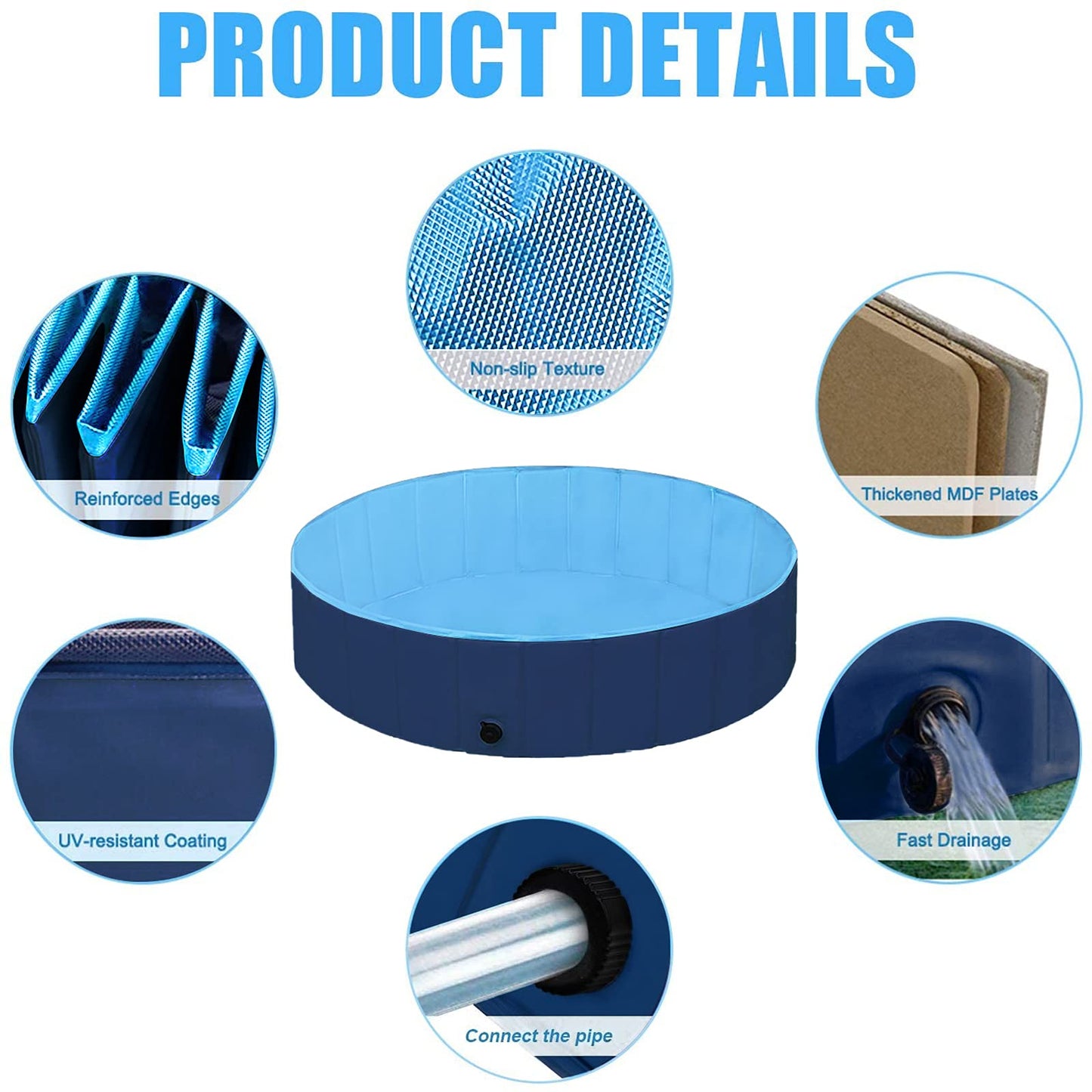 SUNWUKING Collapsible Sand and Water Table for Toddler - Portable Baby Sensory Play Pit with Foldable Design, Summer Fun, Creative Play, Pet Bathing, Ball Pit Games and Small Sandbox - Easy to Store