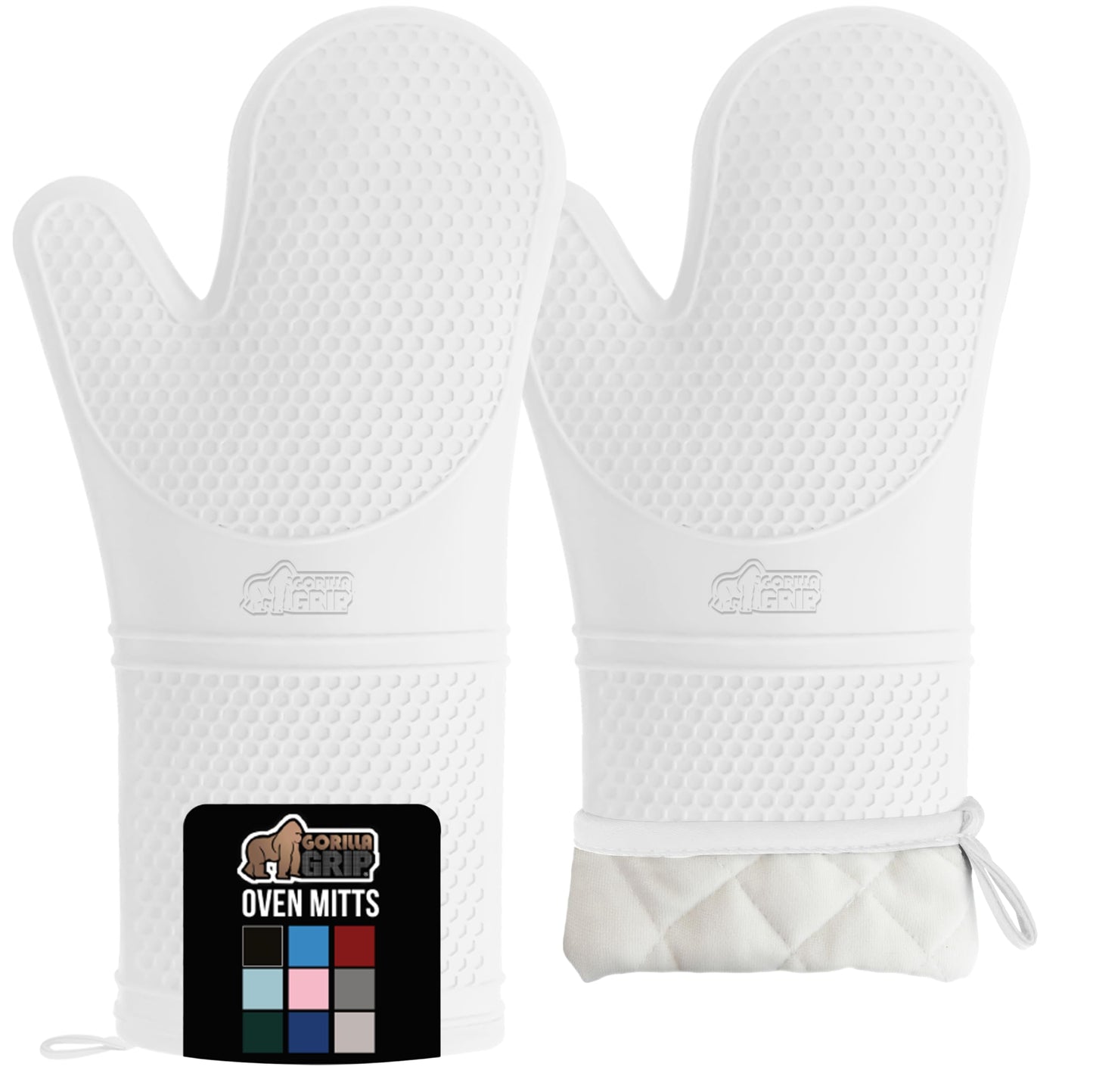 GORILLA GRIP BPA-Free Soft Silicone Oven Mitts and Pot Holders Sets, Heat Resistant Waterproof Cooking Gloves, Thick Cotton Lining, Flexible Gripping for Baking Grilling, Kitchen Trivets, Turquoise