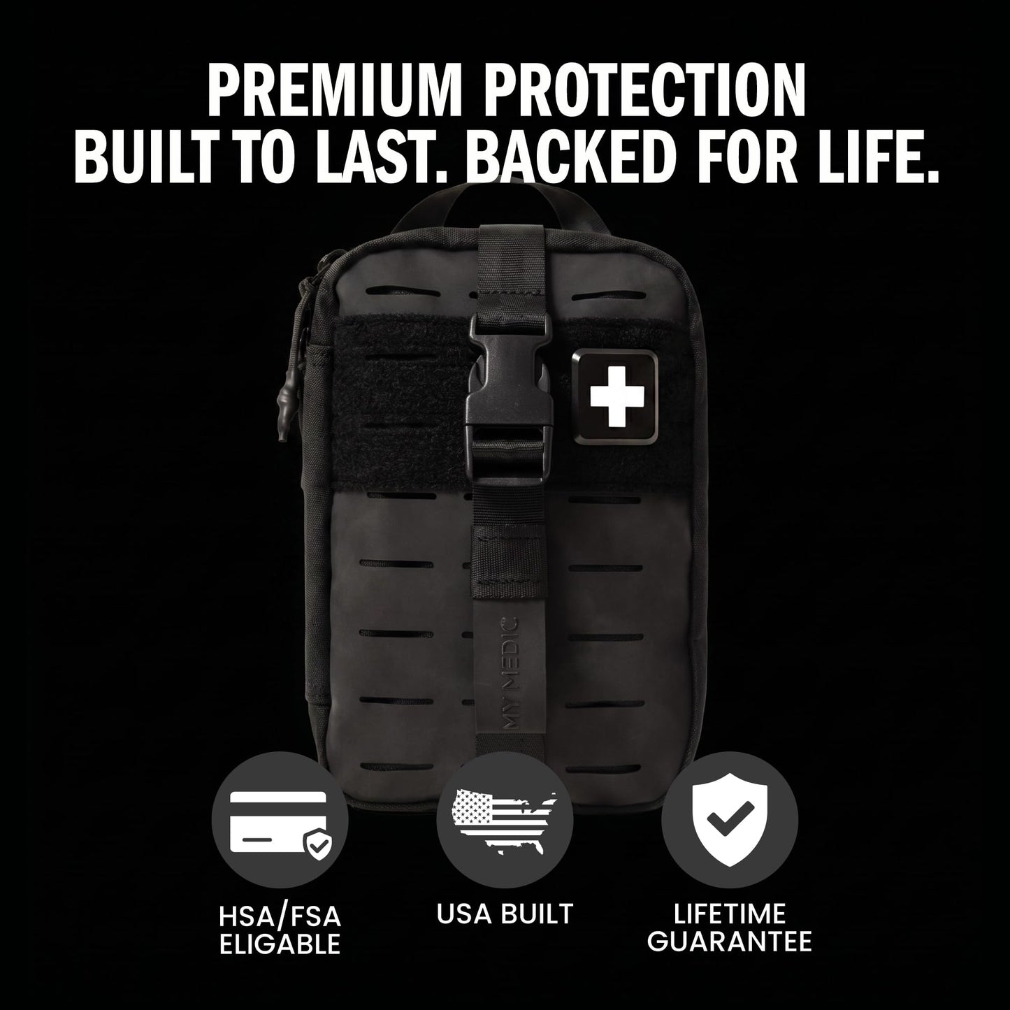 MY MEDIC MyFAK Standard Tactical IFAK & AFAK First Aid Kit - HSA FSA Items - Built in USA - Medical Supplies & Combat Medic Kit for Car, Truck, Vehicle & EDC Emergencies - Tactical Medical Bag, Black