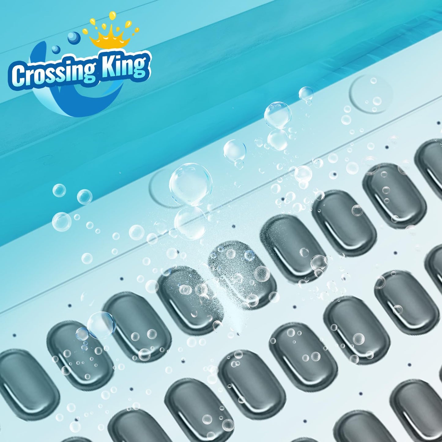 Crossing King Bubble Bath Mat Tub Spa Massager, Portable Spa Bubble Bath Massager with Upgraded Powerful Suction Cup, Electric Air Pump, Pillow and Remote Control for Relaxation 45 * 17in (Gray)