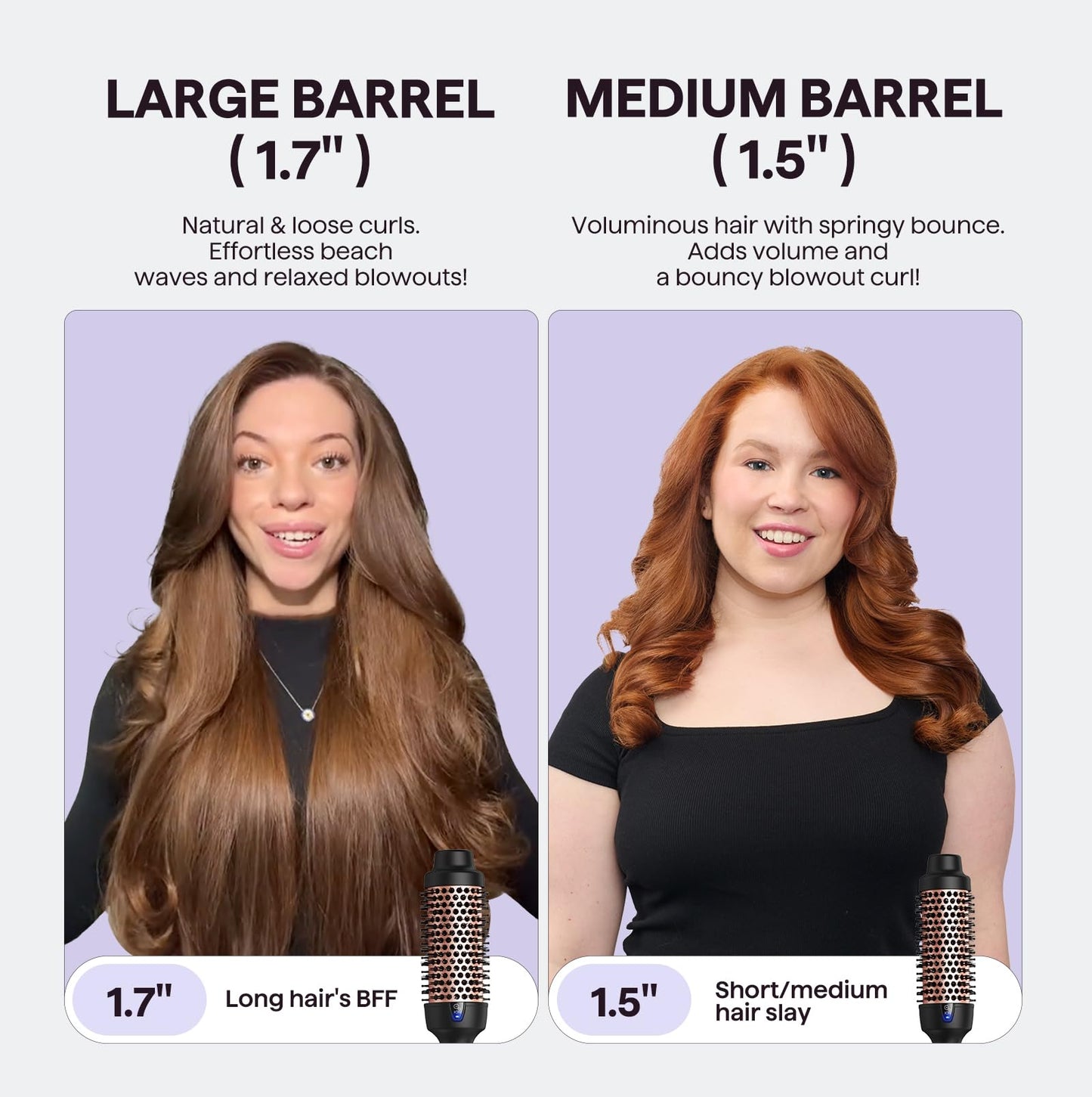 Wavytalk Updated Version Thermal Brush, 1.5 Inch Negative Ion Blowout Express Thermal Round Brush Creates Salon-Quality Blowouts, lonic Frizz Reduction Makes Hair Shinier & Smoother (Millennial Pink)