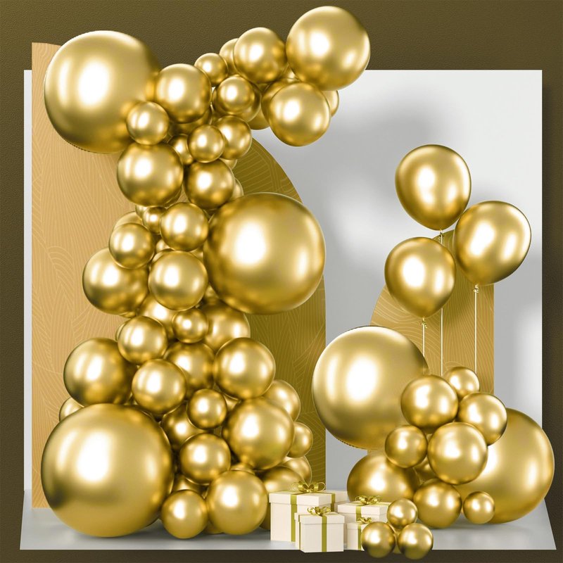 PartyWoo Gold Balloons 120pcs Different Sizes of 18 12 10 5 Inch Gold Balloon Arch Kit Garland for Birthday Wedding Anniversary Baby Shower Graduation Retirement Casino Party Decorations Gold-G101