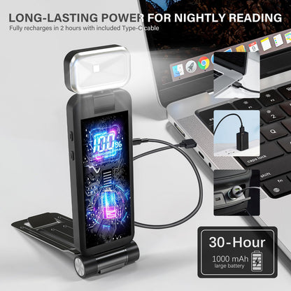 KTEBO Rechargeable Reading Book Light with Clip & Battery Indicator - 9 Luminescence Mode Book Lamp for Night Reading in Bed, Portable 1.6 Oz Ultralight Beside 30H Runtime, Gifts for Book Lovers, Kids