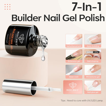 modelones Gel Nail Polish Set 2 Pcs 15ml French Manicure Kit White Nude Pink Jelly Sheer Gel Polish Soak Off UV LED Classic French Tip Gel Polish Natural Nail Art DIY Gift for Women