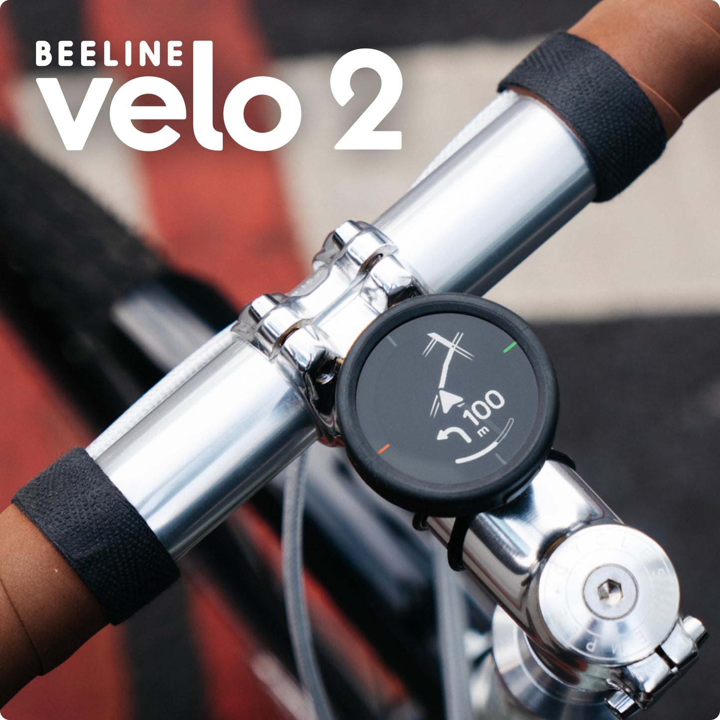 Beeline Bike GPS Computer - Velo 2 | Wireless Global Navigation Map | Weatherproof & 11+ Hours Battery Life | USB Charging | Sat Nav for Cycling with a Strap Mount Included | Glove Friendly