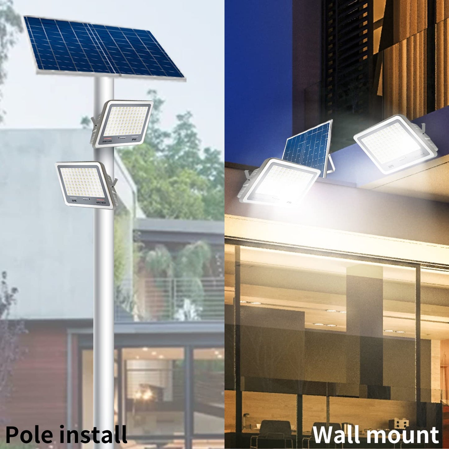 300W Solar Flood Lights Outdoor, 2-Pack 30000LM Dimmable Solar Security Lights with Remote, 3000K-7000K Color Changing, 20000mAh Battery, Dusk to Dawn, IP66 Waterproof, for Yard, Barn, Garage, Pool
