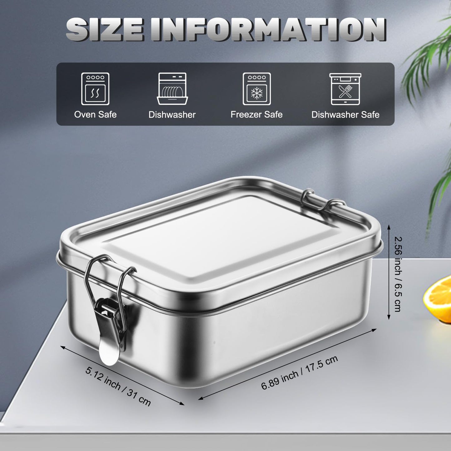 Umigy 4 Pcs Stainless Steel Food Containers 1000 ml Metal Bento Lunch Box Stainless Steel Food Storage Containers, Lockable Clips to Leak Proof, Reusable Dishwasher Snack Boxes for Work