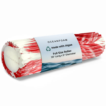 Oceanfoam Tidal Roller - Black Marbled - Muscle Massage Foam Roller for Back Pain & Stretching - Firm and Ergonomic Wide Wave Textured - Yoga, Athletics, & Wellness - Full Size, 20" x 5"