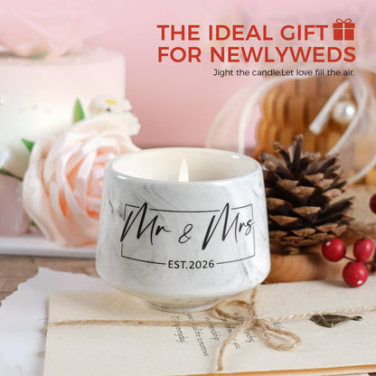 Wedding Gifts - Mr and Mrs Gifts-Wedding Gift for Couples 2026 - Bridal Shower Bride Gift for Married Newlywed - Just Married for Newlywed Couple Bride - Lavender Scented Candles 6 Oz