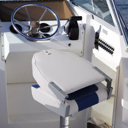 GarveeLife 2 Pack Boat Seats, High Back Folding Boat Seats - Fishing Boat Chairs With Thick Sponge Padding, Stainless Steel Screws & Fold-Down Design for Speedboat, Canoe, Sightseeing Boats
