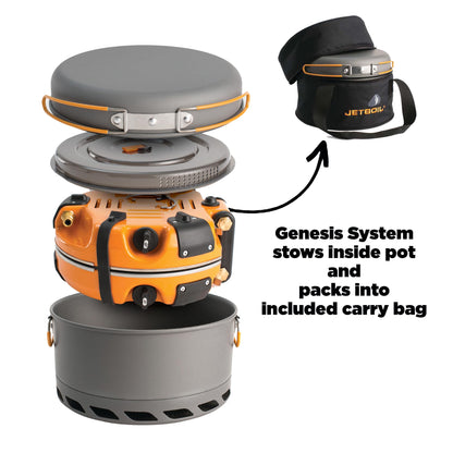 Jetboil Genesis Basecamp Camping and Overlanding Stove Cooking System with Camping Cookware Orange