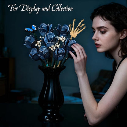 Corpse Emily Bouquet Roses Building Set Gothic Floral Flower Model Set for Dark Romancet Compatible with Lego Withered Flower Building ToysValentine's Day Gifts for Women Adults Fans (429 PCS)