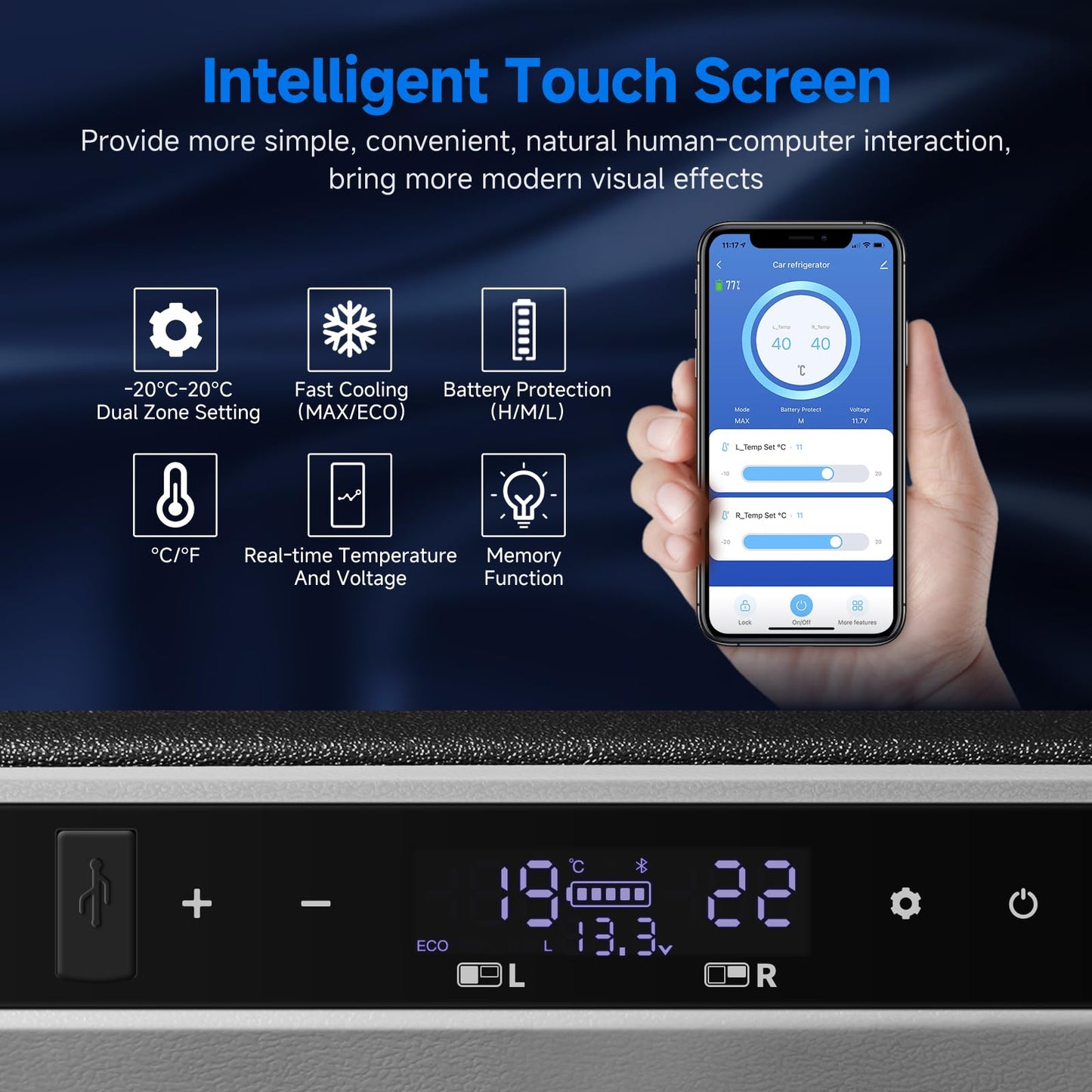 BODEGACOOLER 12 Volt Car Refrigerator, 100 Quart Portable Freezer, Car Fridge Dual Zone WIFI APP Control, -4℉-68℉ Cooler, 12/24V DC and 100-240V AC, for Travel, Camping, Outdoor,RV, black