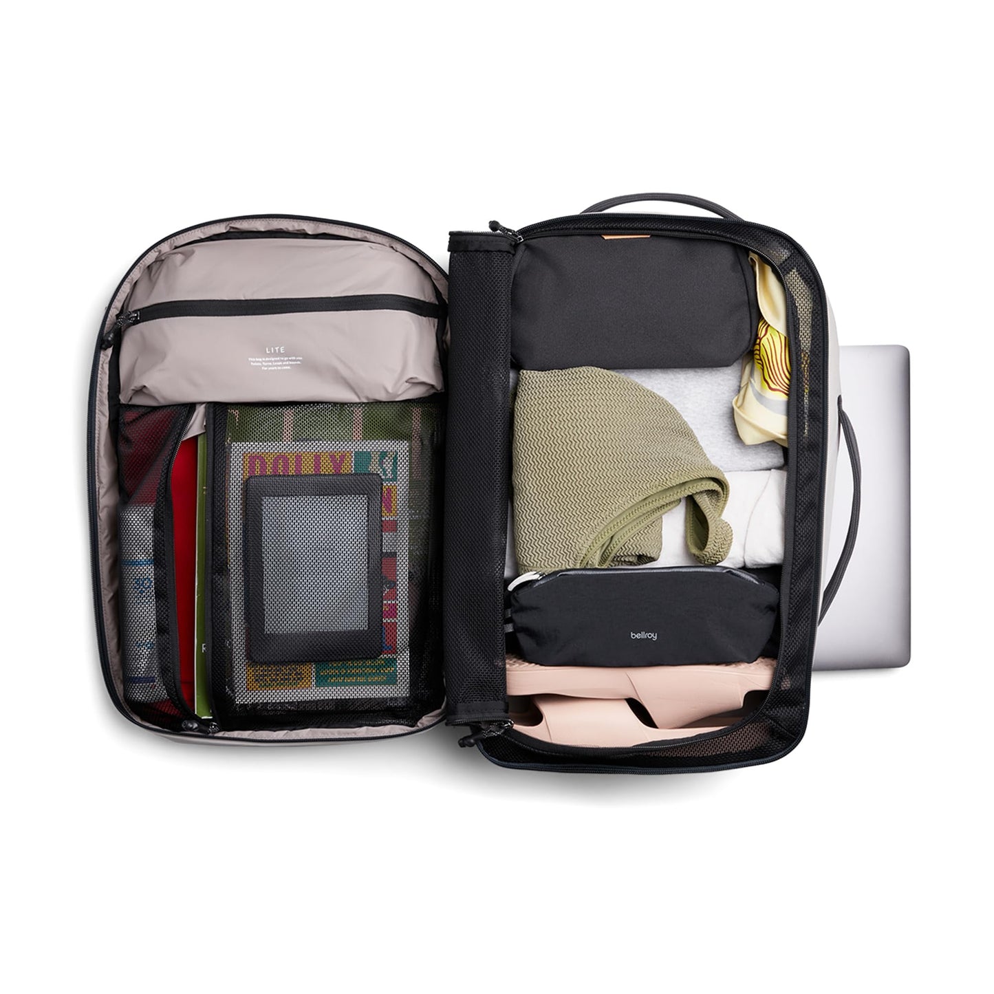 Bellroy Lite Travel Pack 30L (carry-on backpack, travel backpack for international travelers, with laptop pocket, interior packing cells and tuck-away shoulder straps) - Ash