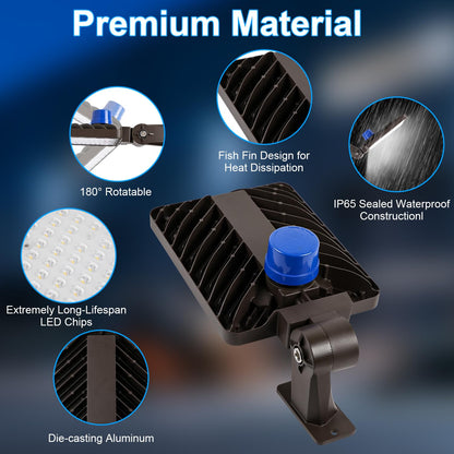 Tomourd 240W LED Parking Lot Light, with Dusk to Dawn 150LM/W Super Bright Outdoor Shoebox Street Lights IP65 Commercial Security Area Flood Lighting with Adjustable Bracket Heavy-Duty 100-277V