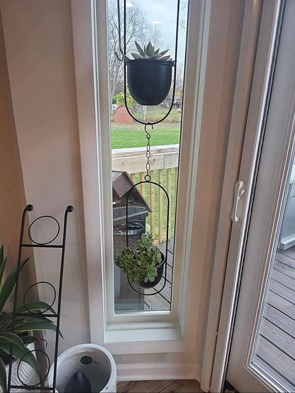 Eco Joy Shineloha 2 Pack Hanging Planters for Indoor Plants with 5.5" Pot + Ceiling Hook | Black Hanging Planter, Metal Plant Hanger, NO Plant incld