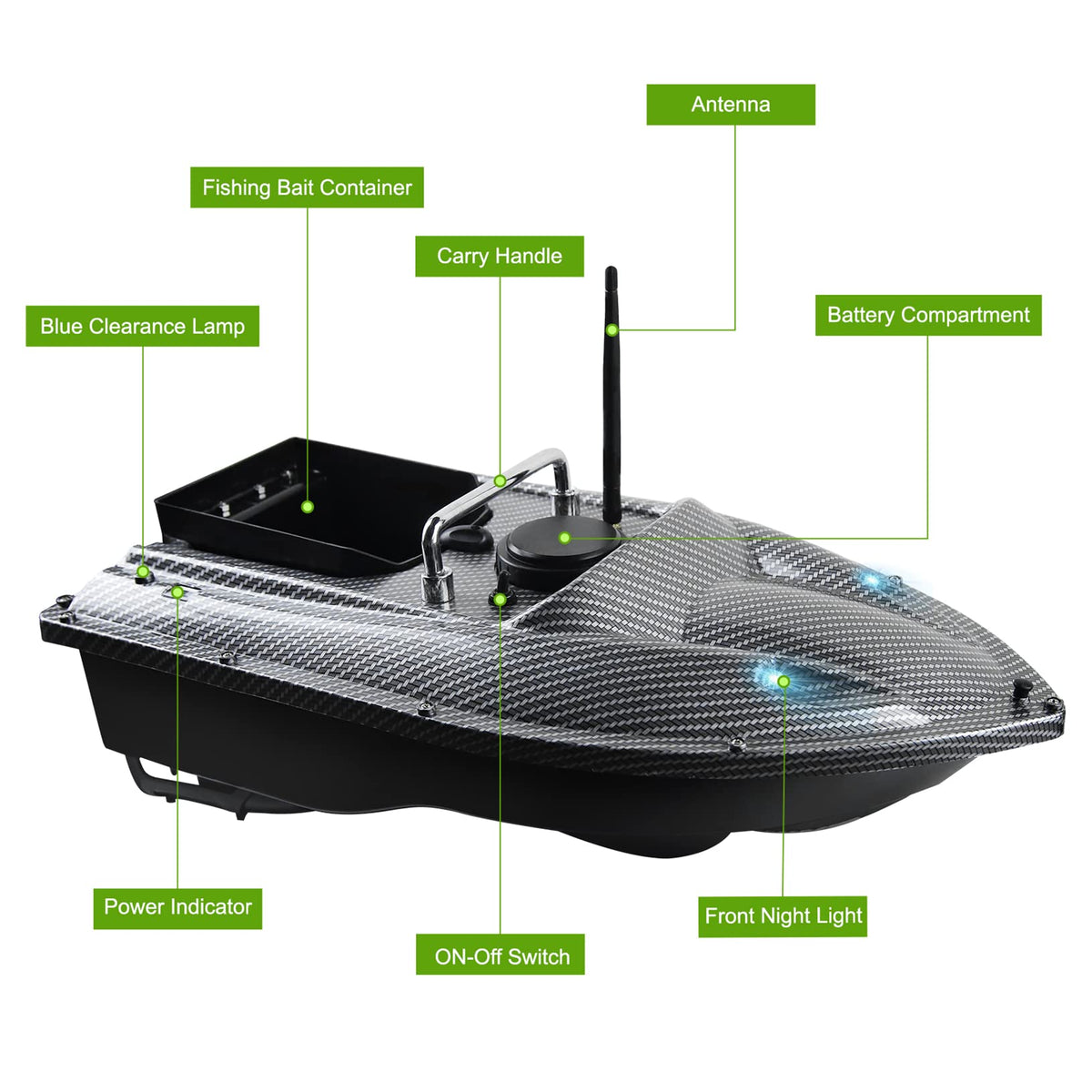 Bait Boat for Fishing RC Fishing Bait Boat for Carp Fishing - 546Yards Remote Control with 3.3lbs Loading (Grey)