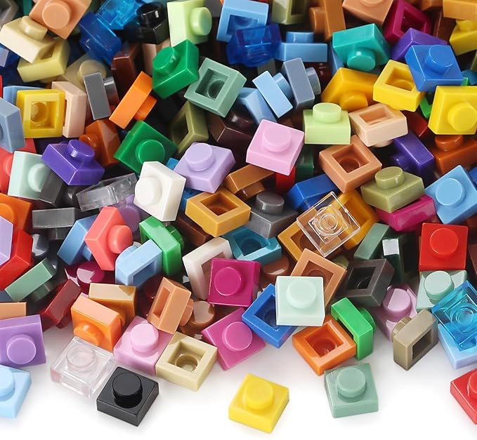 Feleph Basic 4600 Pieces Plate 1x1 Studs 46 Colors Parts Building Play Blocks Set Toy Classic Basic Bricks Compatible with 3024