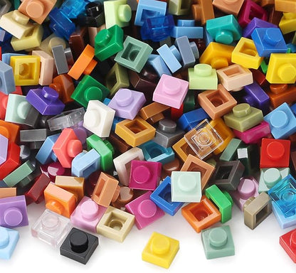 Feleph Basic 4600 Pieces Plate 1x1 Studs 46 Colors Parts Building Play Blocks Set Toy Classic Basic Bricks Compatible with 3024
