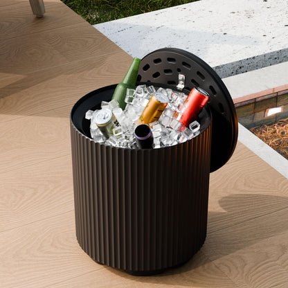 FONTOI Outdoor Cooler Side Table 2 Pack, 2 in 1 Ice Chest Side Table,as Cooler Side Table,Cooler Table for Patio, Parties Picnics, Beach, Black